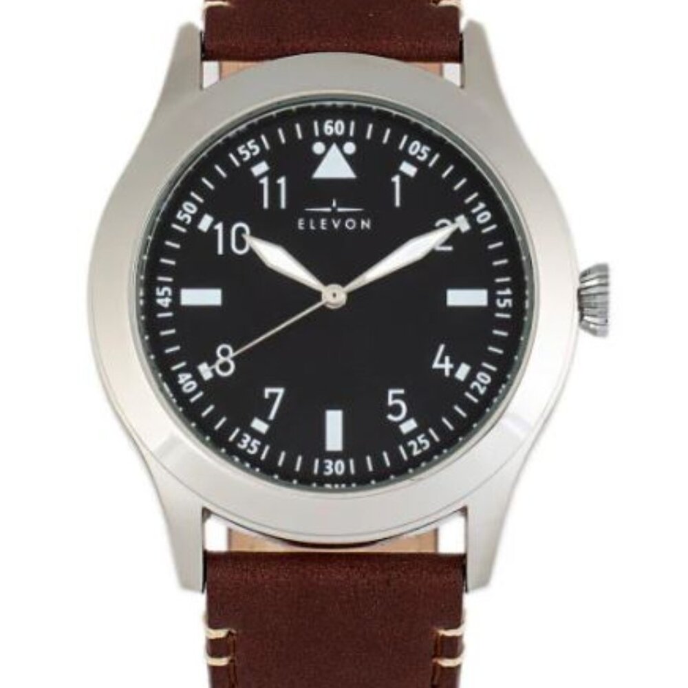 Elevon Hanson Brown Leather Band with Black Face